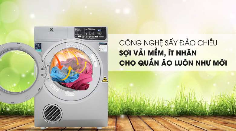 Sợi vải mềm mại, ít nhăn với công nghệ sấy đảo chiều - Máy sấy Electrolux 8 Kg EDV805JQSA