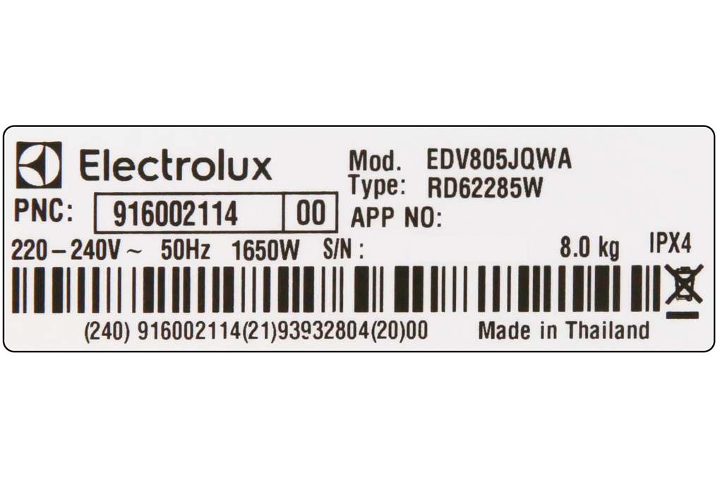 Máy sấy Electrolux 8 Kg EDV805JQWA Mẫu 2019